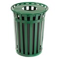 Global Industrial Round Slatted Trash Can, Green, Steel 237726GN